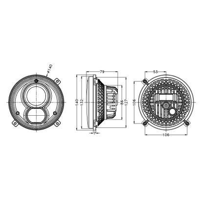 Luz frontal LED para trator LED/60W/10-30V IP69 5700K redondo