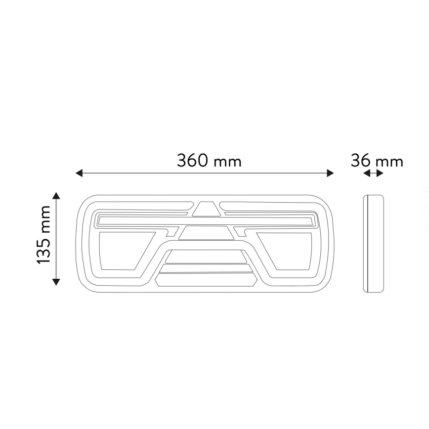 Luz LED combinada com pisca-pisca dinâmico LED/10-30V IP67 direita