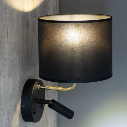 Luminária Flexível LED RICHI 1xE27/15W/230V + LED/3W/230V preta