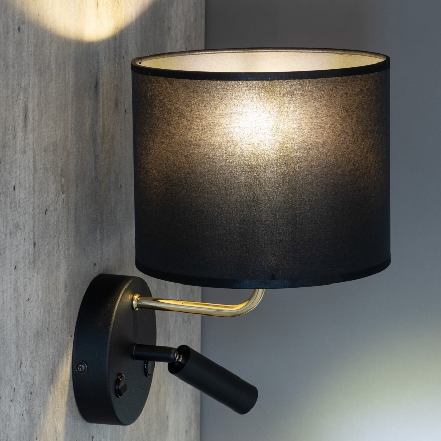 Luminária Flexível LED RICHI 1xE27/15W/230V + LED/3W/230V preta