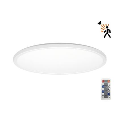 Luminária LED para casa de banho com sensor de movimento e crepúsculo NIVERA LED/24W/230V IP54 3000/4000/6000K diâmetro 30 cm branco + comando à distância