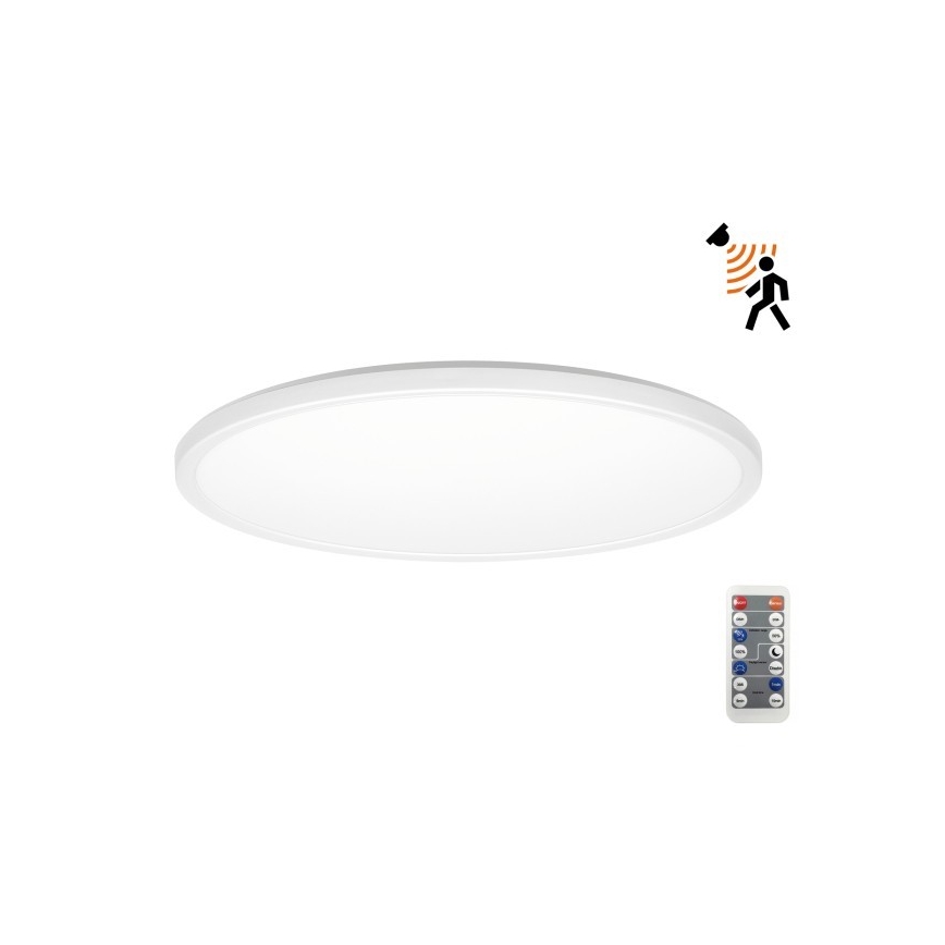 Luminária LED para casa de banho com sensor de movimento e crepúsculo NIVERA LED/24W/230V IP54 3000/4000/6000K diâmetro 30 cm branco + comando à distância