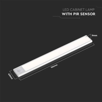 Luminária LED para baixo com sensor LED/1,5W/5V 3000K 1500 mAh