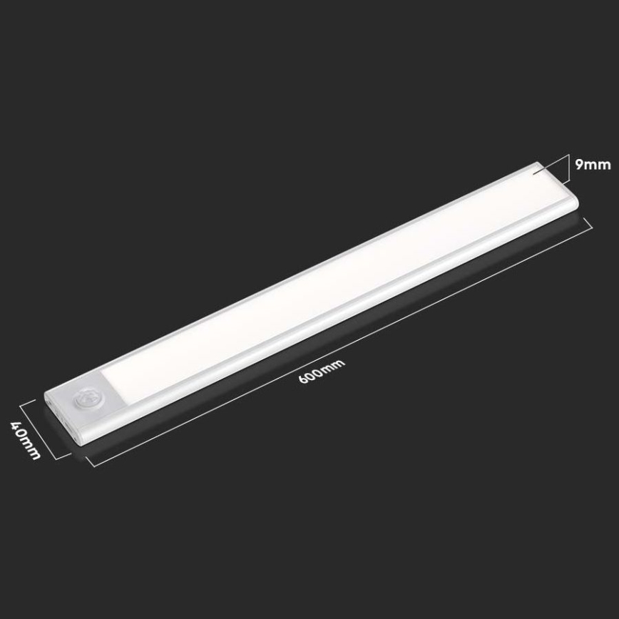 Luminária LED para baixo com sensor LED/2,5W/5V 3000 mAh 3000K