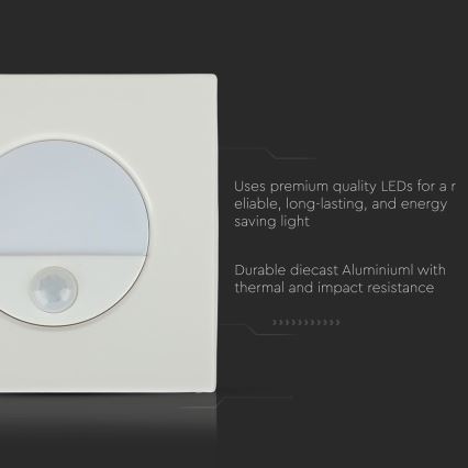 Luminária LED para escadas com sensor de movimento LED/3W/230V 4000K branco