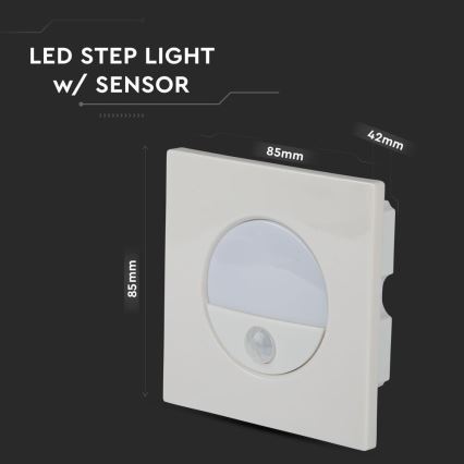 Luminária LED para escadas com sensor de movimento LED/3W/230V 4000K branco