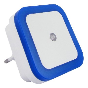 Luz nocturna com sensor de crepúsculo LED, 0,5W/230V, azul