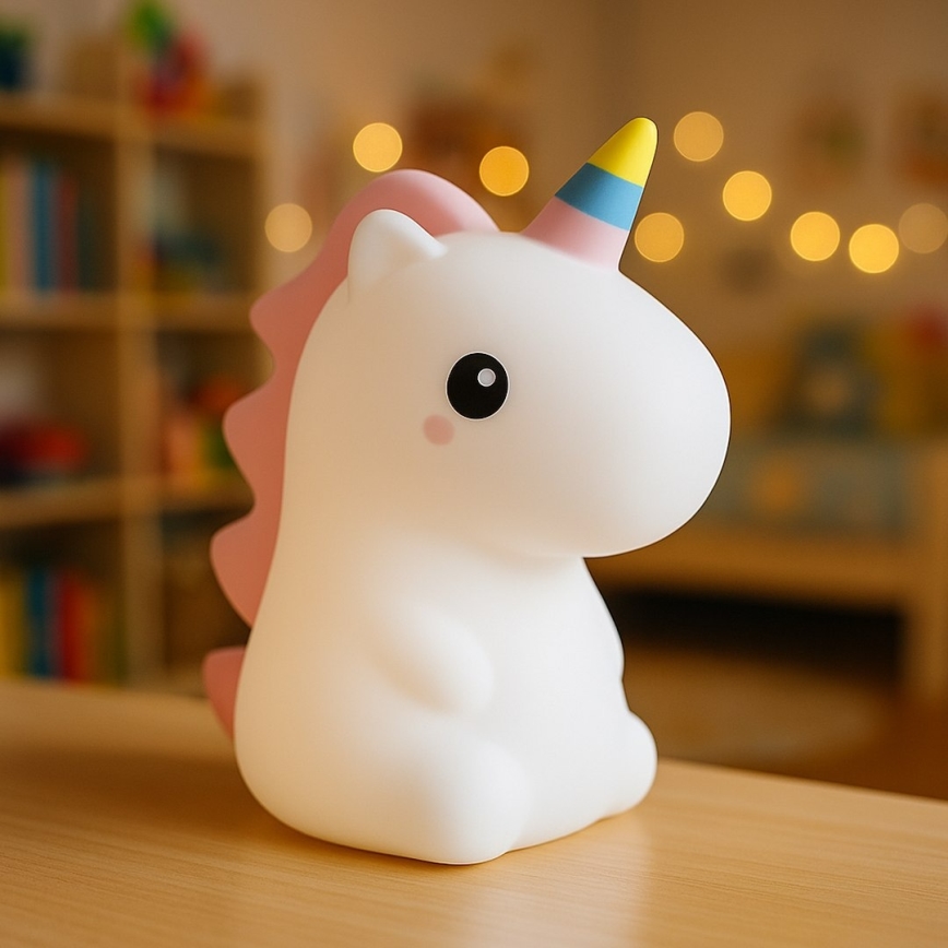 Luz noturna infantil tátil recarregável dimerizável LED RGBW UNICORN LED/1W/5V 1200 mAh