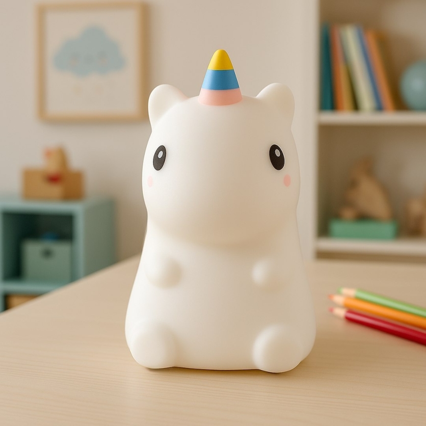 Luz noturna infantil tátil recarregável dimerizável LED RGBW UNICORN LED/1W/5V 1200 mAh