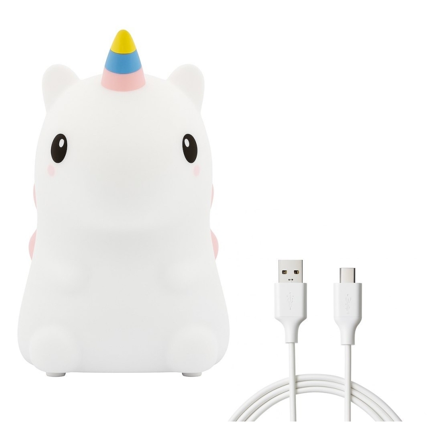 Luz noturna infantil tátil recarregável dimerizável LED RGBW UNICORN LED/1W/5V 1200 mAh
