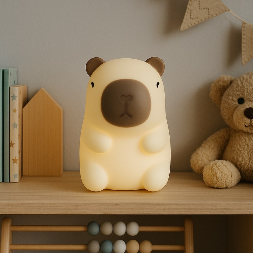 Luz noturna infantil tátil recarregável e dimerizável LED RGBW KAPYBARA LED/0,45W/5V 800 mAh