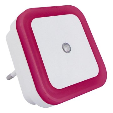 Luz noturna LED com sensor de crepúsculo LED/0,5W/230V rosa