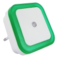Luz noturna LED com sensor de crepúsculo LED/0,5W/230V verde