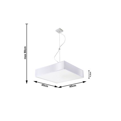 Luz pendente HORUS 45 3xE27/60W/230V branco