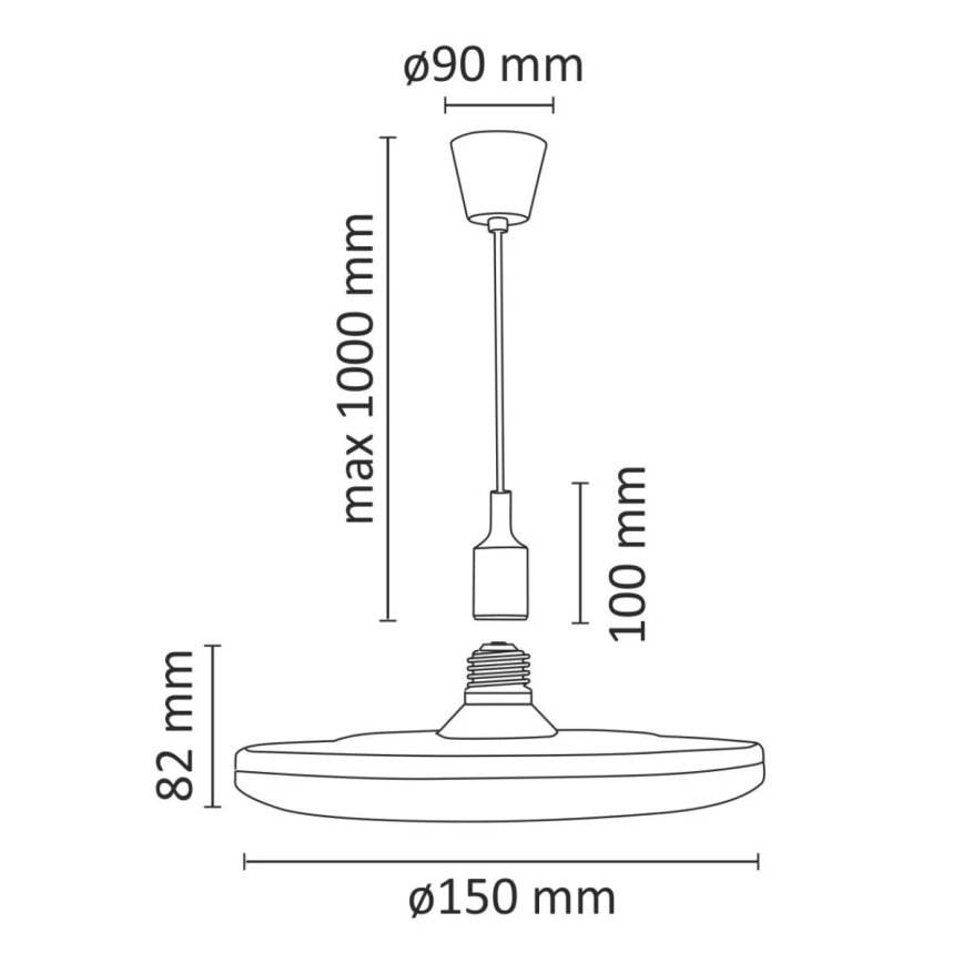 Luz pendente LED KIKI 1xE27/10W/230V branco
