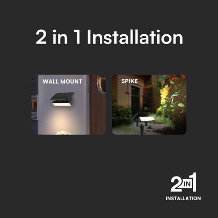 Luz Solar LED 2 em 1 LED/0,9W/3,7V 3000K IP65 1200 mAh preto