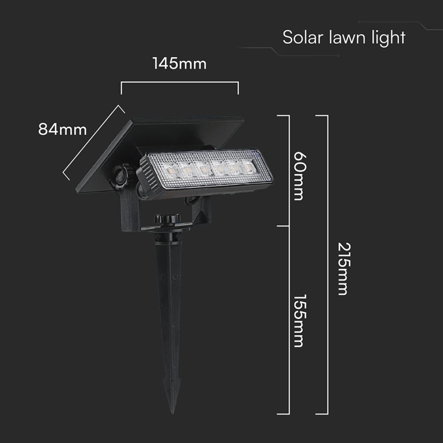 Luz Solar LED 2 em 1 LED/0,9W/3,7V 3000K IP65 1200 mAh preto