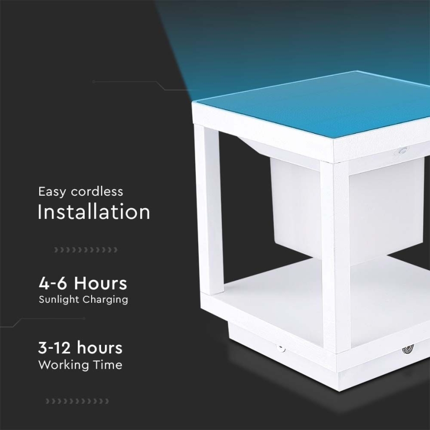 Luz Solar LED com sensor LED/2W/5,5V 3000K IP65 2600 mAh branco