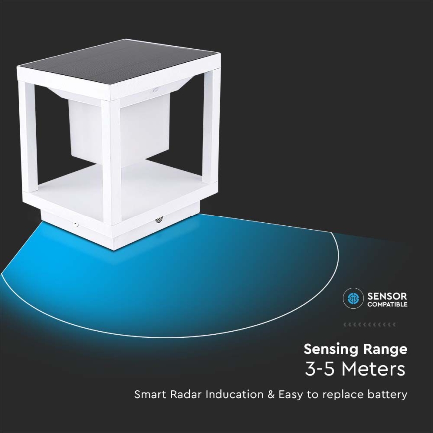 Luz Solar LED com sensor LED/2W/5,5V 3000K IP65 2600 mAh branco