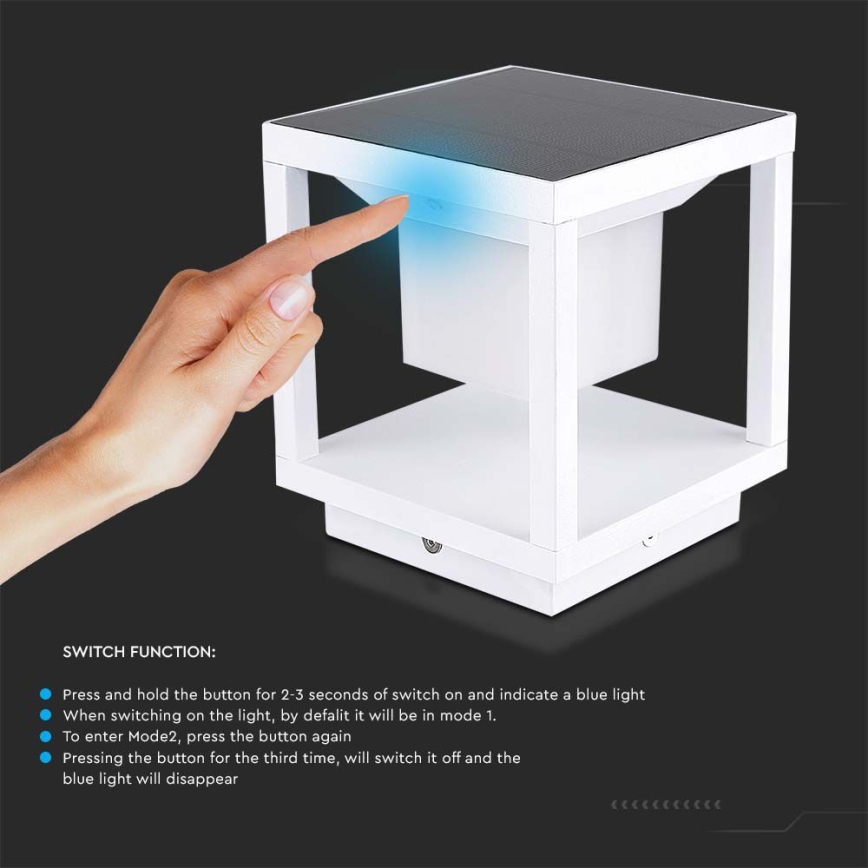 Luz Solar LED com sensor LED/2W/5,5V 3000K IP65 2600 mAh branco