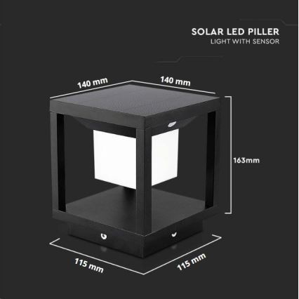 Luz Solar LED com sensor LED/2W/5,5V 3000K IP65 2600 mAh preto