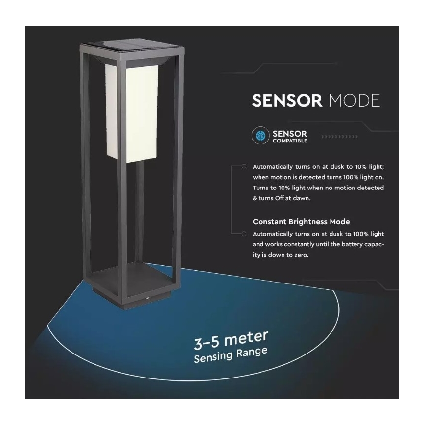 Luz Solar LED com sensor CHIP SAMSUNG LED/2W/3,7V IP65 2600 mAh