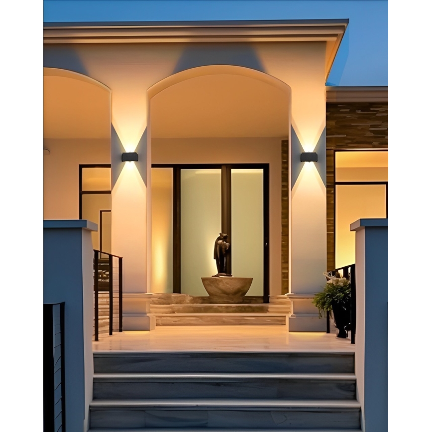 Luminária de parede solar LED 4xLED/1,5W/3,7V 1500 mAh IP54 preta