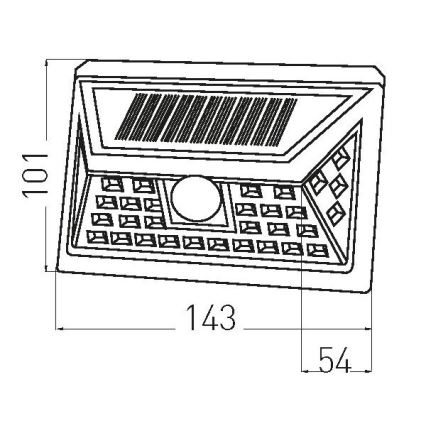 Luminária de parede solar LED com sensor LED/5W/3,7V 1200 mAh IP44