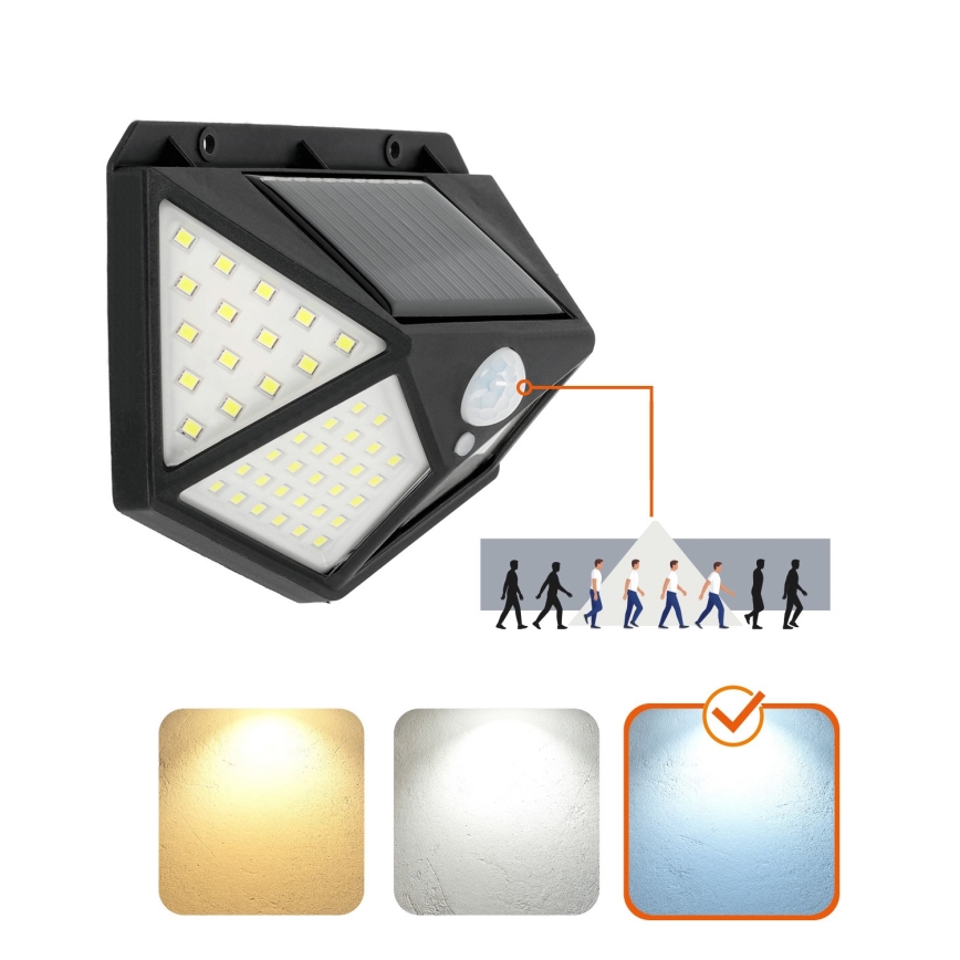 Luminária de parede solar LED com sensor LED/1W/3,7V 6500K IP44 1200 mAh