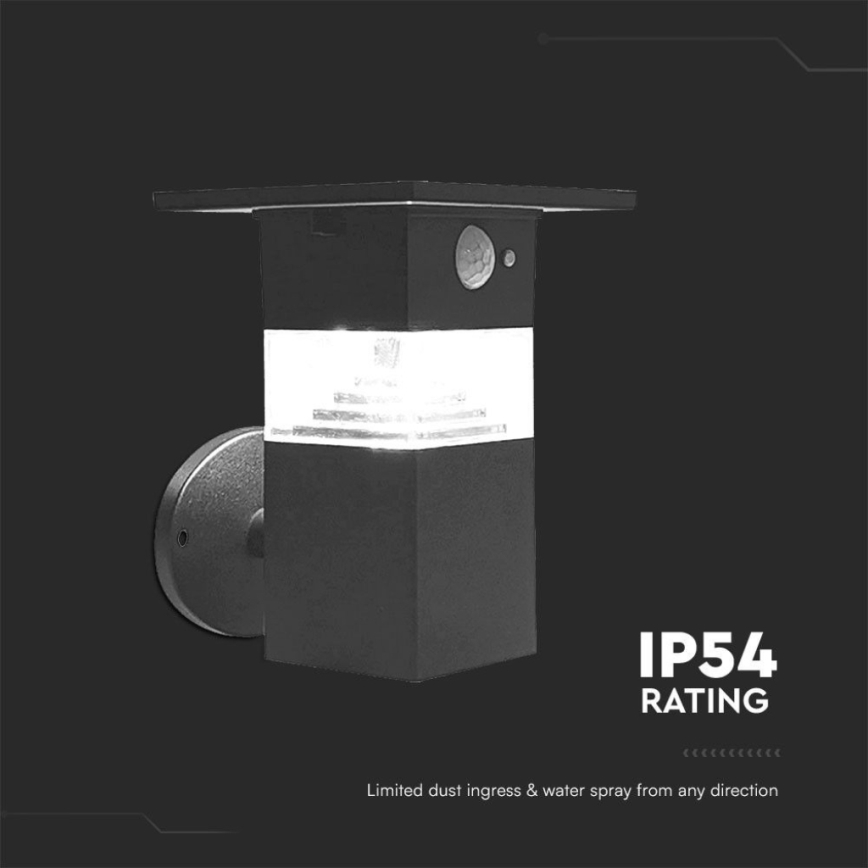 Luminária de parede solar LED com sensor LED/2,5W/3,7V IP54 3000K 2200 mAh