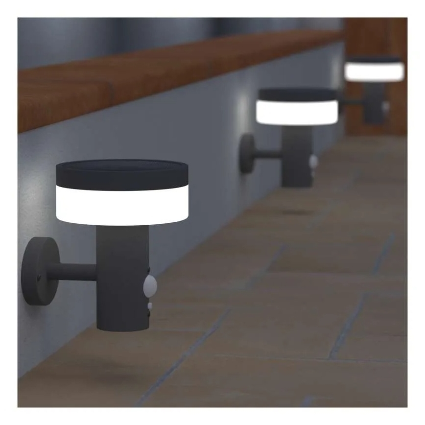 Luminária de parede solar LED com sensor LED/2W/3,7V 1200 mAh IP44