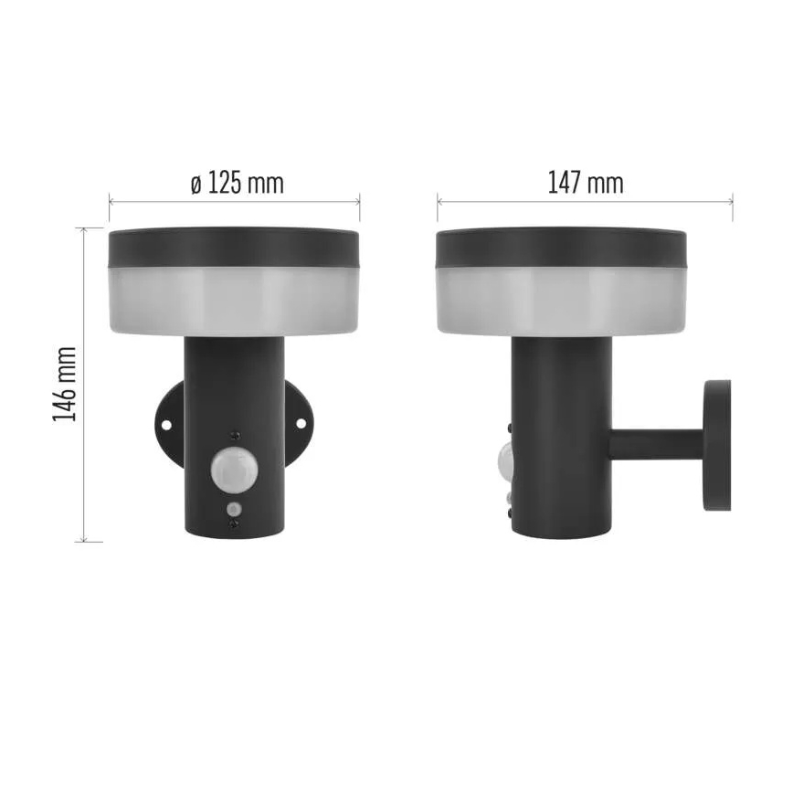 Luminária de parede solar LED com sensor LED/2W/3,7V 1200 mAh IP44