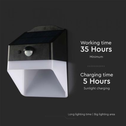 Luminária de parede solar LED com sensor LED/2W/3,7V 4000K IP65 1200 mAh