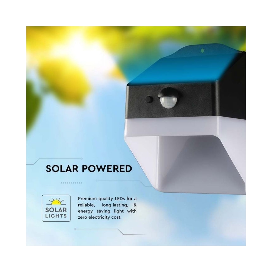 Luminária de parede solar LED com sensor LED/2W/3,7V 4000K IP65 1200 mAh