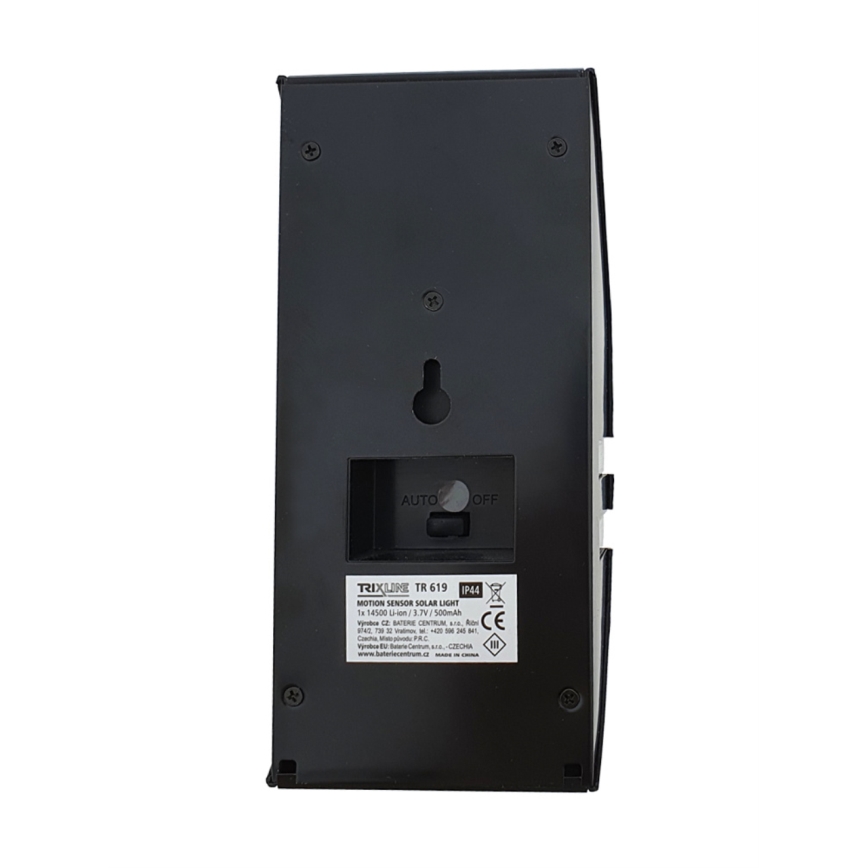 Luminária de parede solar LED com sensor LED/3,7V 500 mAh IP44 preta