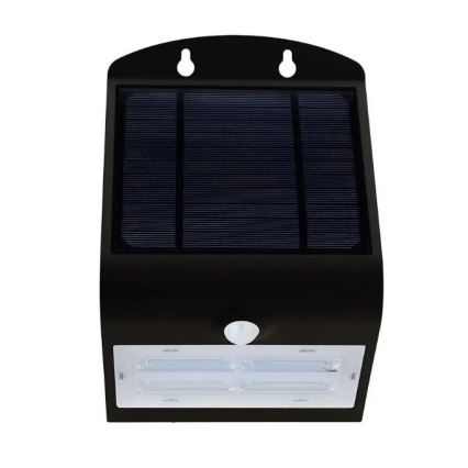 Luminária de parede solar LED com sensor LED/3W/3,7V 3000/4000K IP65 2000 mAh preta