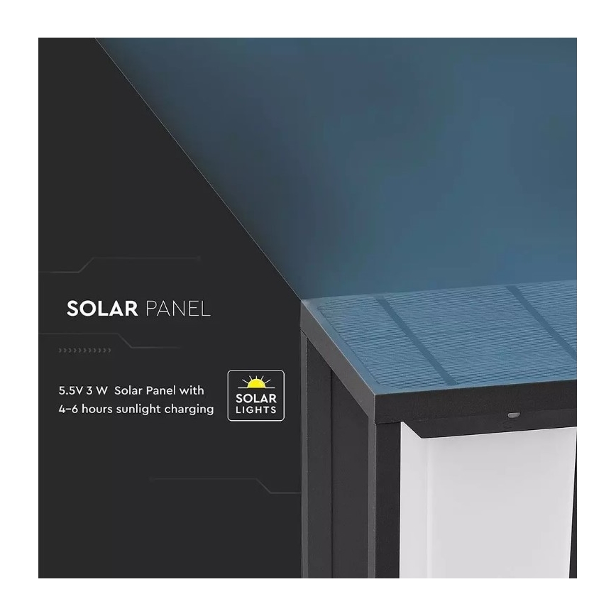 Luminária de parede solar LED com sensor CHIP SAMSUNG LED/2W/3,7V IP65 2600 mAh