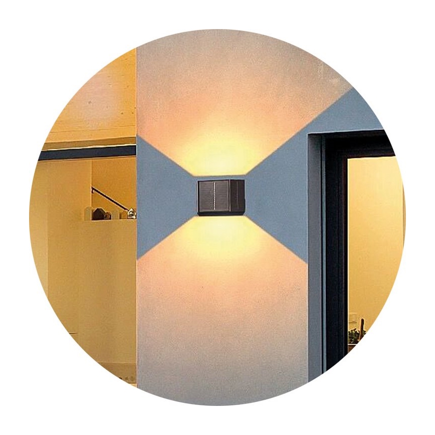 Luminária de Parede Solar LED CUBUS 2xLED/1,5W/3,7V 1500 mAh IP54