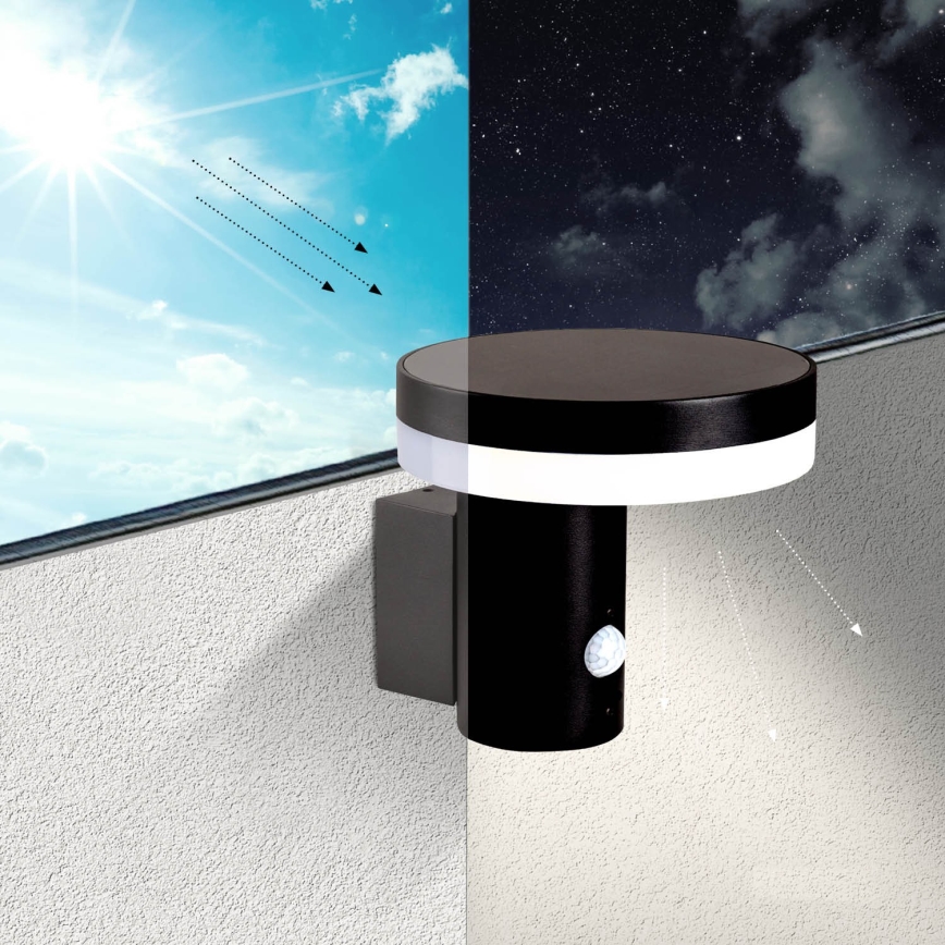 Luminária de parede solar LED com sensor SOLARIS3 LED/5,5W/3,7V 4000K IP44 2600 mAh