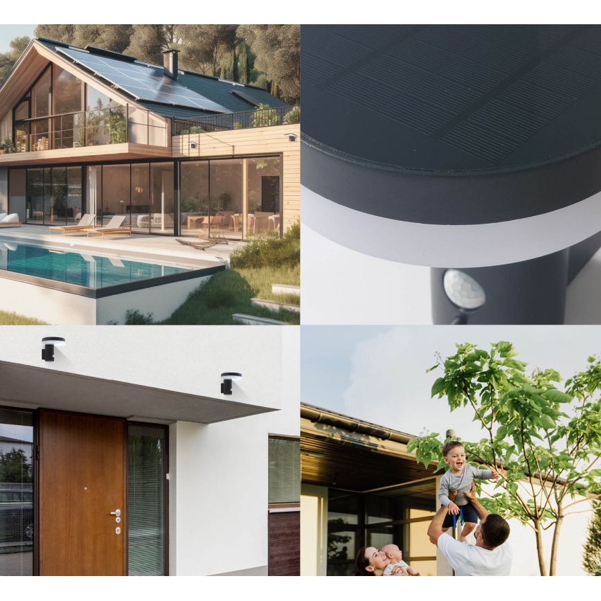 Luminária de parede solar LED com sensor SOLARIS3 LED/5,5W/3,7V 4000K IP44 2600 mAh