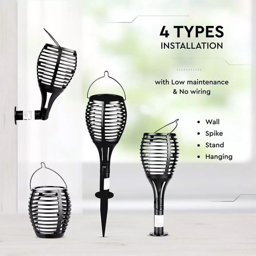 Luz Solar LED FLAME 4 em 1 1xLED/0,45W/3,7V IP44 500 mAh