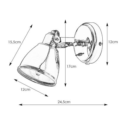 Markslöjd 105814 - Luz de parede FJÄLLBACKA 1xE14/40W/230V preto antigo