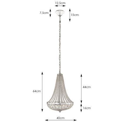 Markslöjd 106119 - Candelabro de cristal de corrente GRÄNSÖ 2xE14/40W/230V