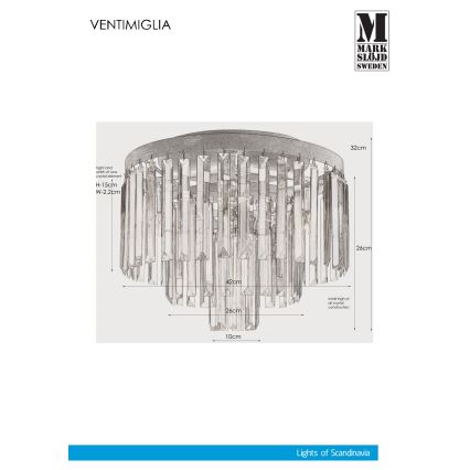Markslöjd 106563 - Luz de teto de cristal VENTIMIGLIA 4xE14/40W/230V