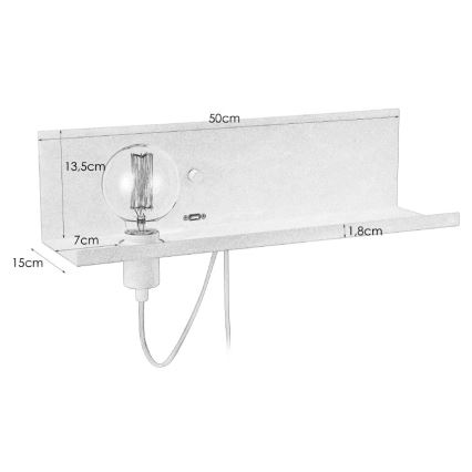Markslöjd 106969 - Luz da parede com regulação s USB zásuvkou MULTI 1xE27/60W/230V