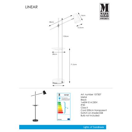 Markslöjd 107307 - Luminária de piso s USB LINEAR 1xE14/40W/230V