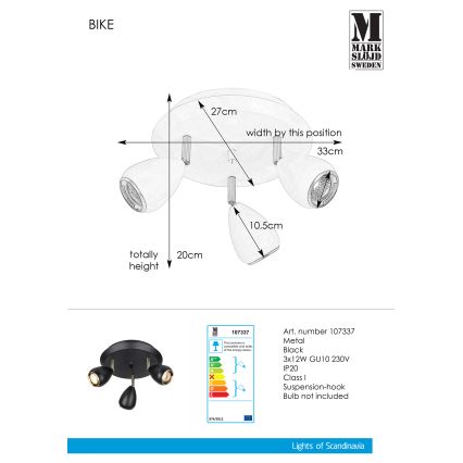Markslöjd 107337 - Foco BIKE 3xGU10/12W/230V