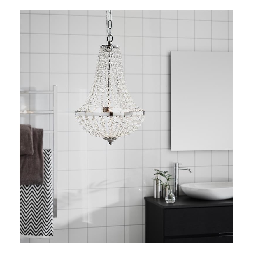Markslöjd 107550 - Lustre de casa de banho de cristal com corrente GRÄNSÖ 2xG9/20W/230V IP44