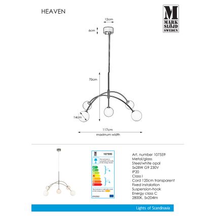 Markslöjd 107559 - Candelabro num fio HEAVEN 5xG9/28W/230V
