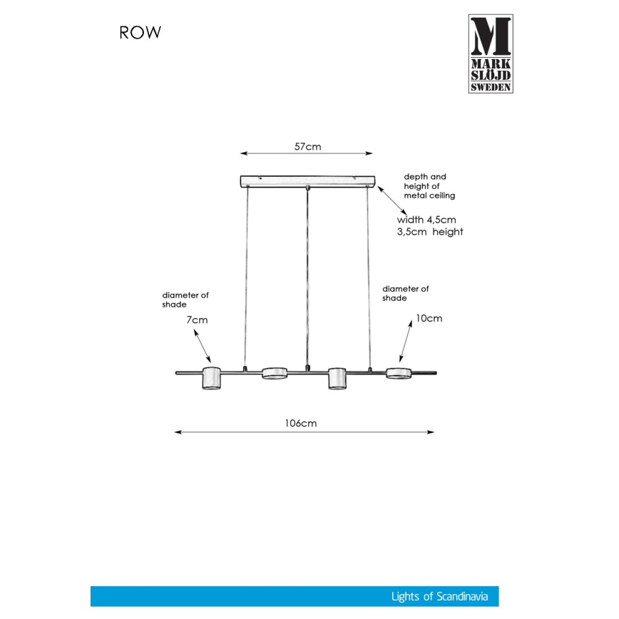 Markslöjd 107746 - Candelabro num fio ROW 4xG9/7W/230V